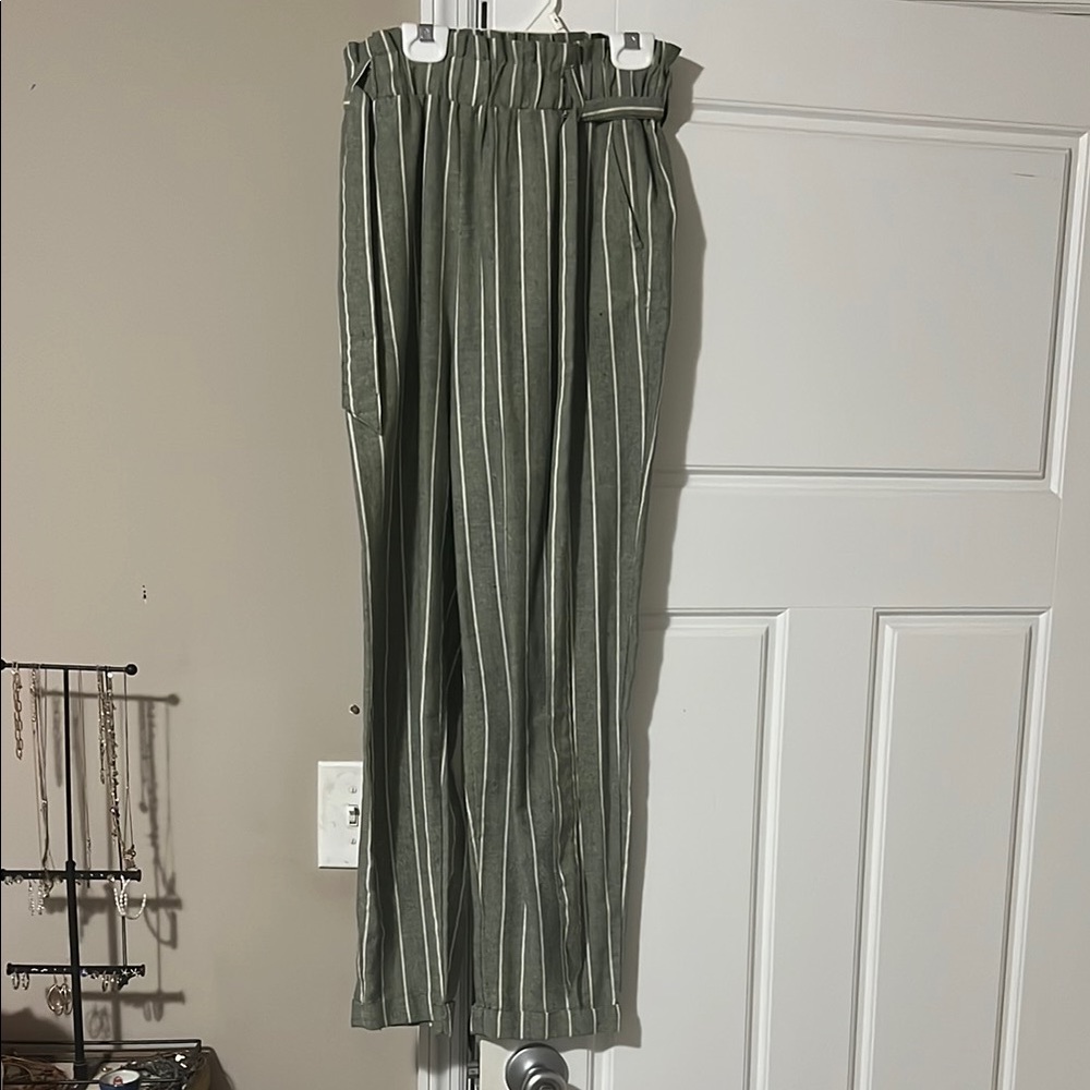 Forever 21 Women’s Olive Striped Pants